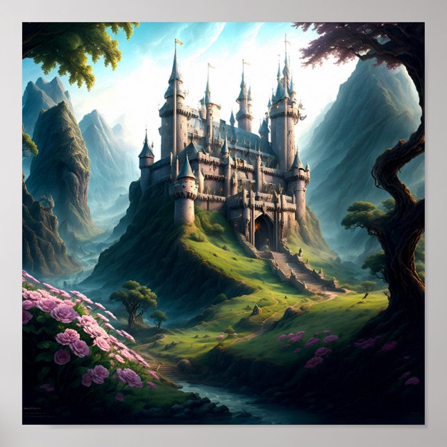 Flower Meadow Castle Poster (Framsidan)