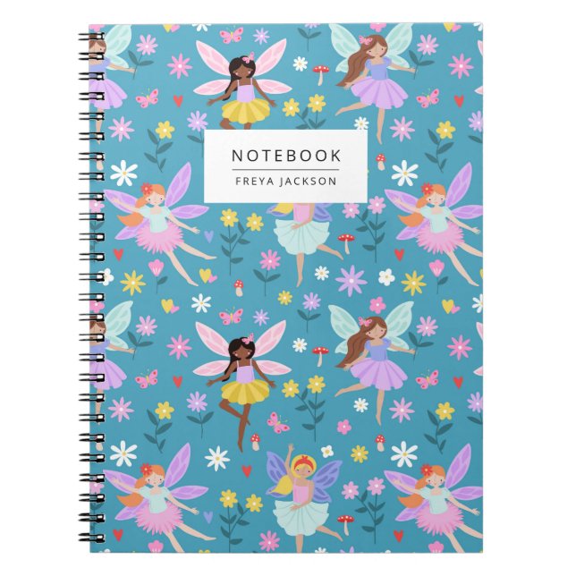 Flower Meadow Fairy Pattern Anteckningsbok (Framsidan)