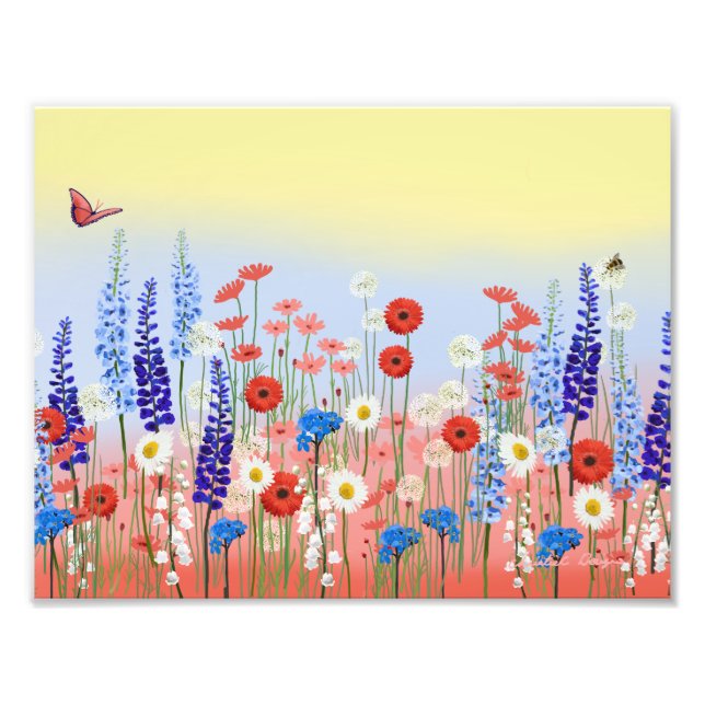 Flower meadow garden wall art poster  (Framsidan)