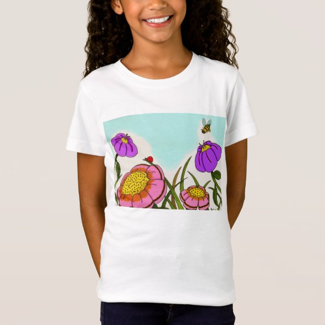 Flower Meadow Girls Baby Doll T-Shirt (Framsida)