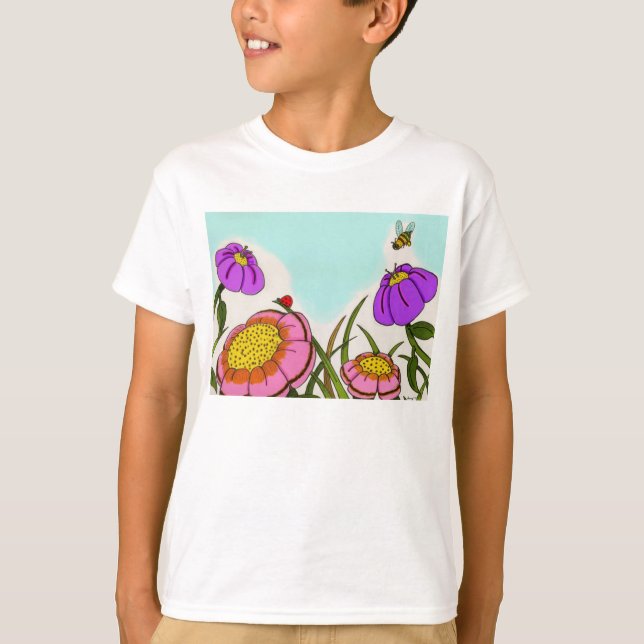 Flower Meadow Kids Basic T-Shirt blir Blomsteräng  (Framsida)