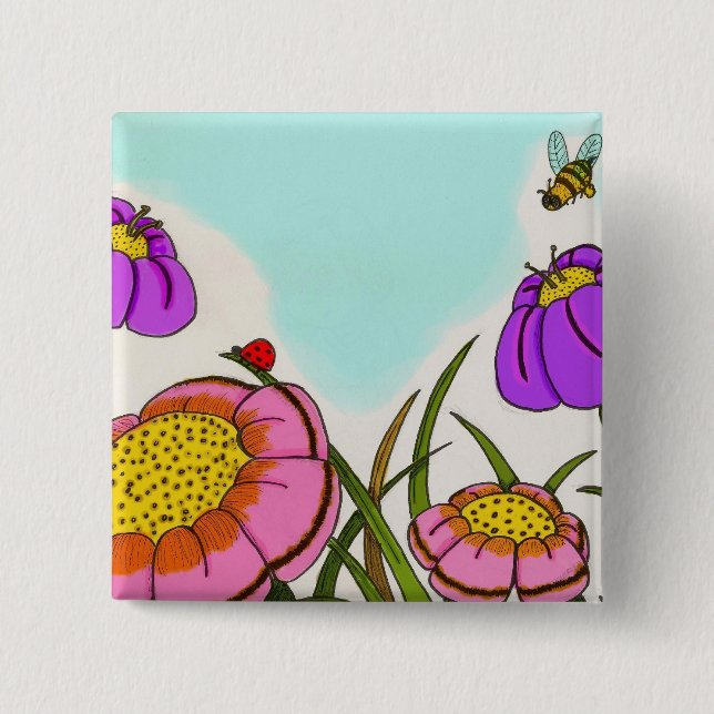 Flower Meadow-knapp Knapp (Framsida)