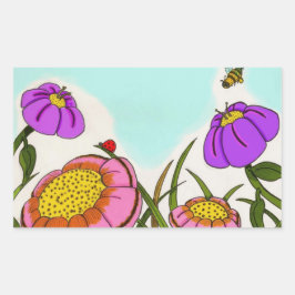 Flower Meadow Stickers Rektangulärt Klistermärke