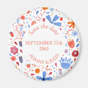 Flower Meadow Watercolor Spara datum Magnet