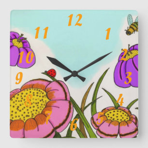 Flower Meck Clock Fyrkantig Klocka