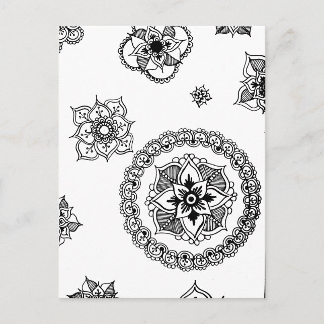 Flower Medley Mandala Vykort (Framsida)