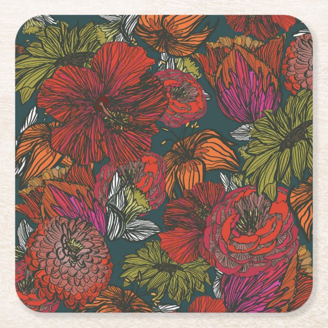 Flower Medley Underlägg Papper Kvadrat (Framsidan)