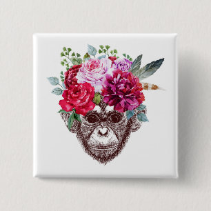 Flower Monkey Ansikte Knapp