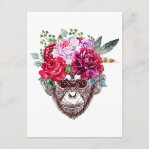 Flower Monkey Ansikte Vykort