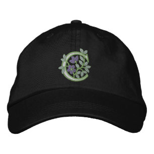 Flower Monogram Initial C Broderad Keps