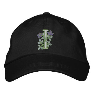 Flower Monogram Initial I Broderad Keps