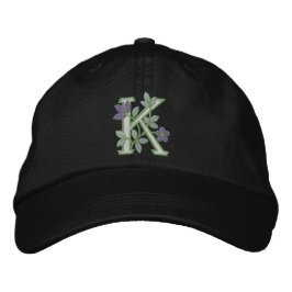Flower Monogram Initial K Broderad Keps