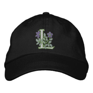 Flower Monogram Initial L Broderad Keps
