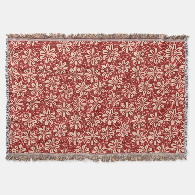 Flower Mönster 140617 - Ruby Red on Beige Filt (Framsidan)