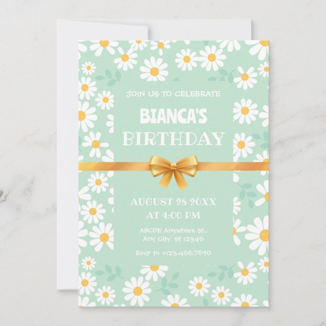 FLOWER MÖNSTER BIRTHDAY INBJUDNINGAR (Framsida)