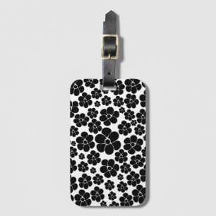 Flower Mönster - Black and White Bagagebricka