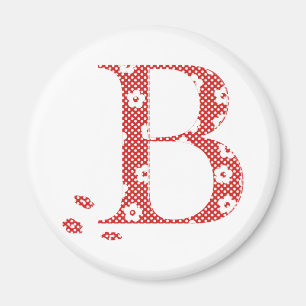Flower Mönster Brev B (röd) Magnet