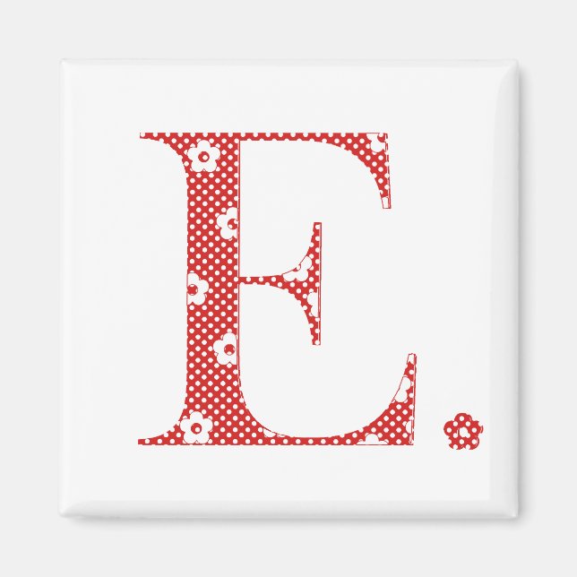 Flower Mönster Brev E(red) Magnet (Framsidan)