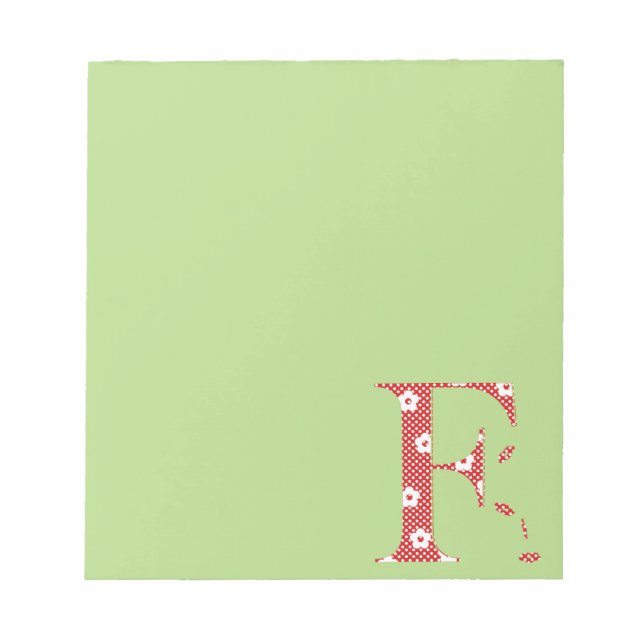 Flower Mönster Brev F (röd) Anteckningsblock (Framsida)