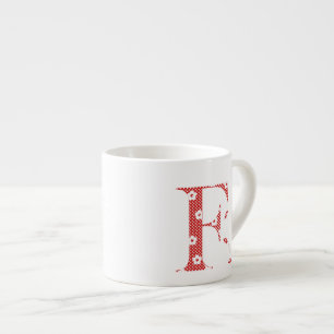 Flower Mönster Brev F (röd) Espressomugg