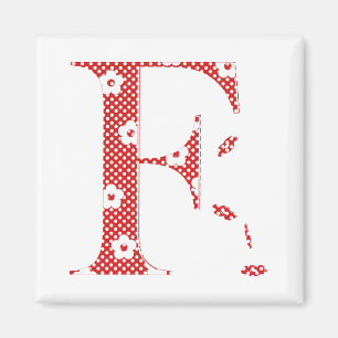 Flower Mönster Brev F (röd) Magnet