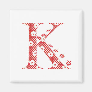 Flower Mönster Brev K (red) Magnet