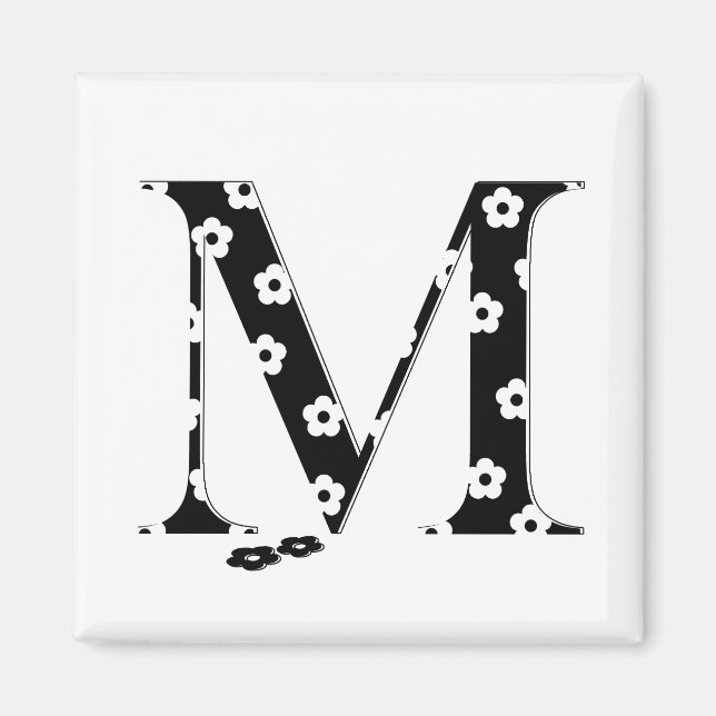 Flower Mönster Brev M Magnet (Framsidan)