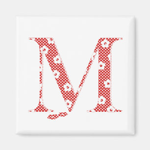 Flower Mönster Brev M(red) Magnet