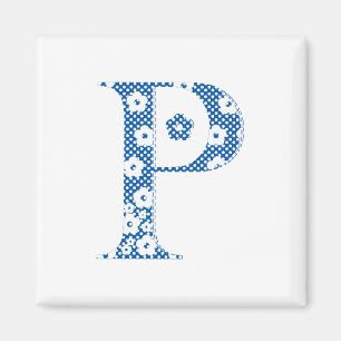 Flower Mönster Brev P(blue) Magnet