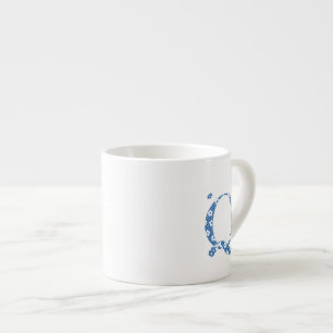 Flower Mönster Brev Q (blått) Espressomugg