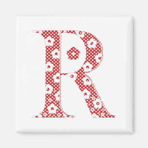 Flower Mönster Brev R(red) Magnet