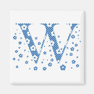 Flower Mönster Brev W (blått) Magnet
