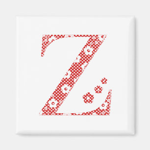 Flower Mönster Brev Z (röd) Magnet