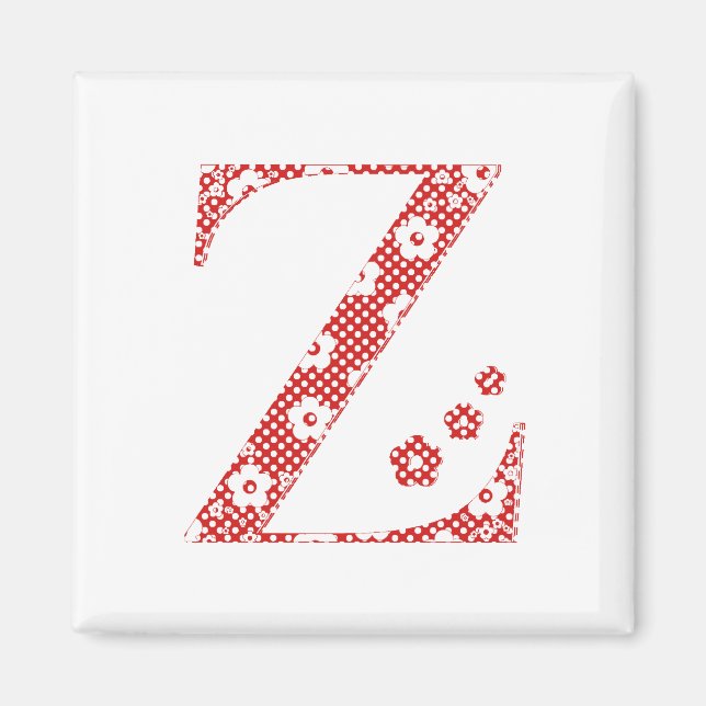 Flower Mönster Brev Z (röd) Magnet (Framsidan)