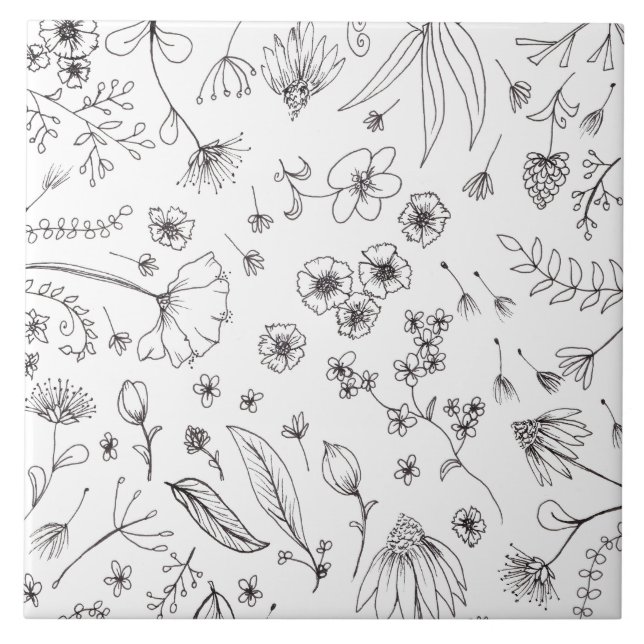 Flower Mönster Design Kakelplatta (Framsidan)