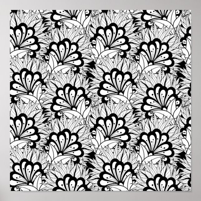 Flower Mönster Doodle 2 Poster (Framsidan)