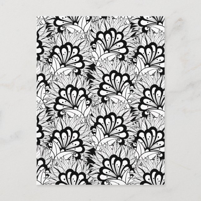 Flower Mönster Doodle Vykort (Framsida)