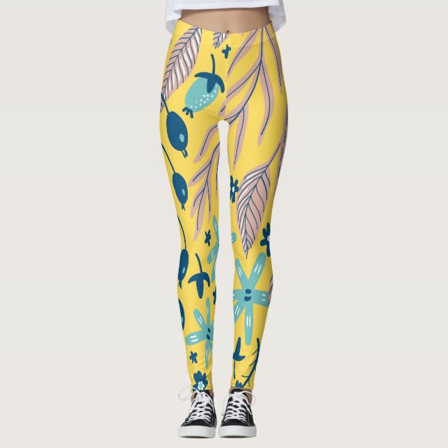 Flower mönster färglös skönhet leggings (Framsida)