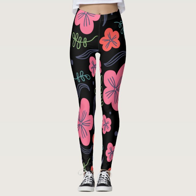 Flower mönster färglös, vacker leggings (Framsida)