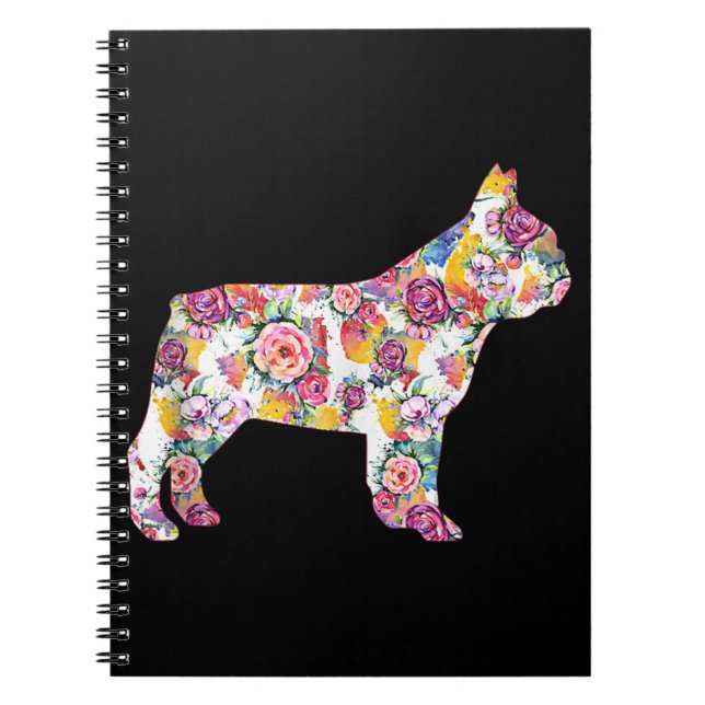 Flower Mönster Frenchie Fransk Bulldog Älskare Gif Anteckningsbok (Framsidan)