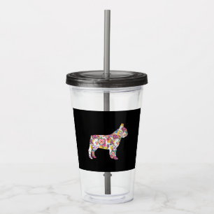 Flower Mönster Frenchie Fransk Bulldog Älskare Gif Take Away Mugg