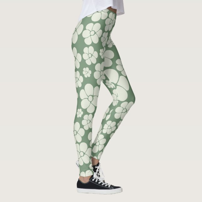 Flower Mönster - Grönt Leggings (Höger)