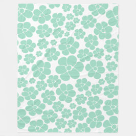 Flower Mönster - Grönt (Mint) Fleecefilt