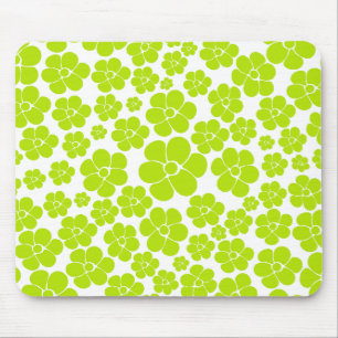 Flower Mönster i Lime Green and White Musmatta