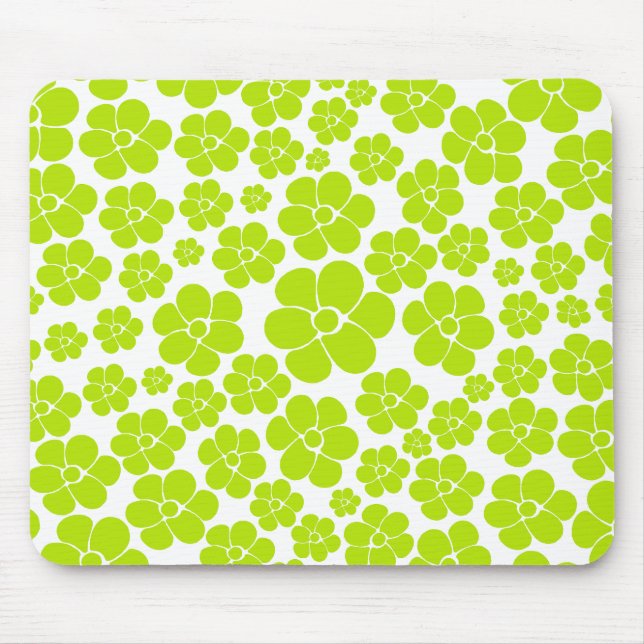 Flower Mönster i Lime Green and White Musmatta (Framsidan)