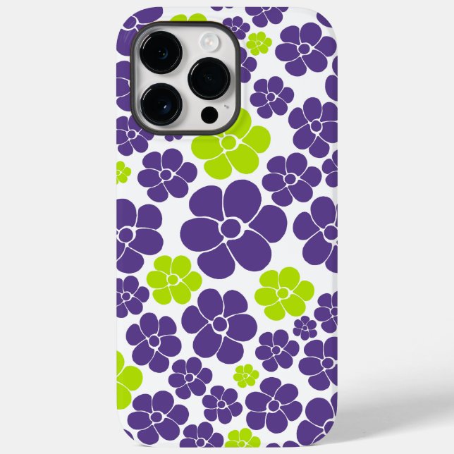 Flower Mönster i Lime Green och Lila (Baksida)