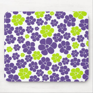 Flower Mönster i Lime Green och Lila Musmatta