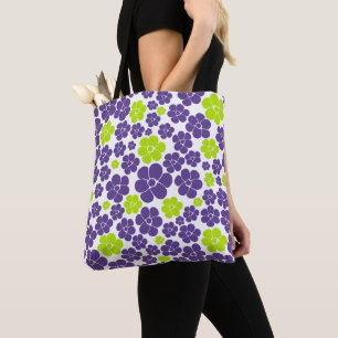 Flower Mönster i Lime Green och Lila Tygkasse