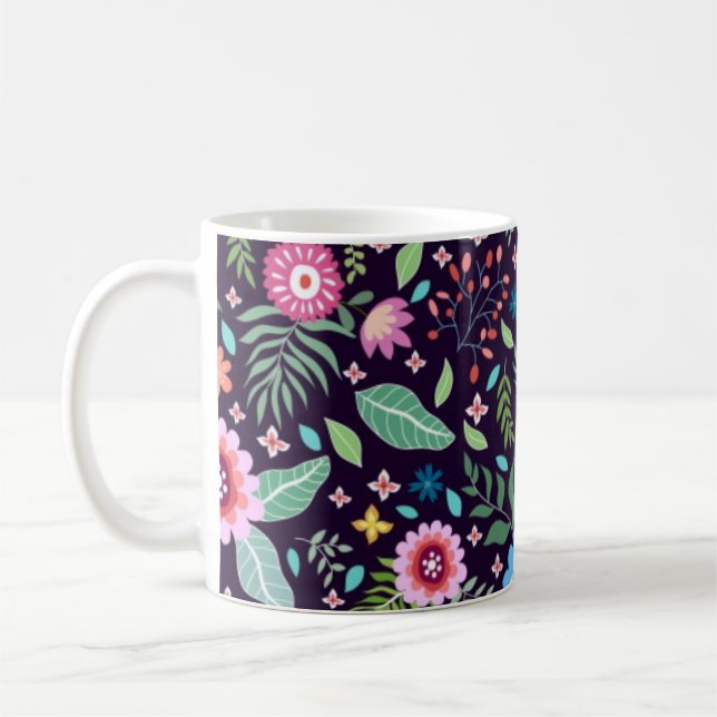 Flower mönster kaffemugg (Vänster)