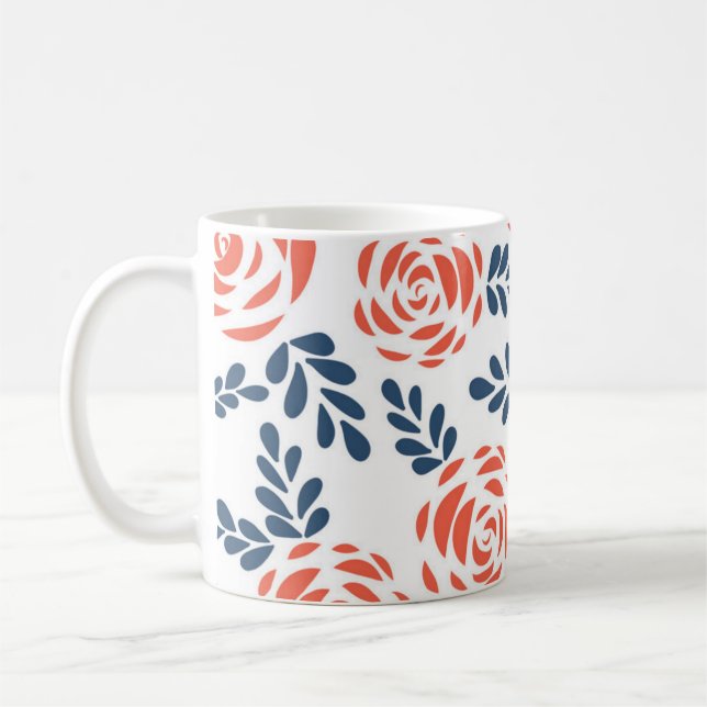Flower mönster kaffemugg (Vänster)